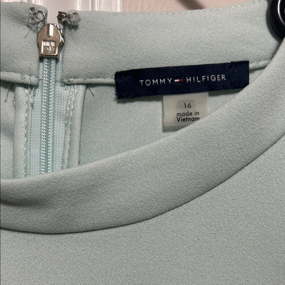 Tommy Hilfiger Women's Mint/Light Green Ruffle Mini Dress - Picture 4 of 5